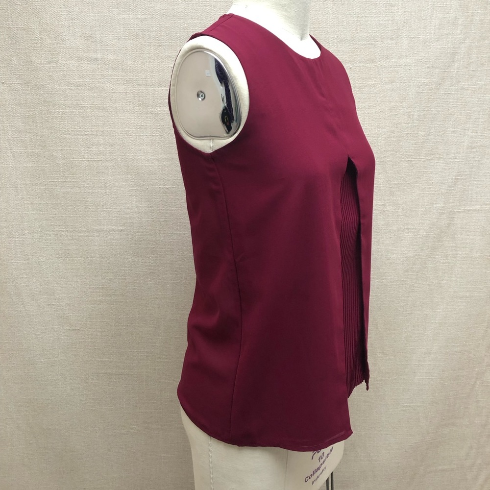 Max Burgundy Pleat Blouse Size S - Picture 2 of 4